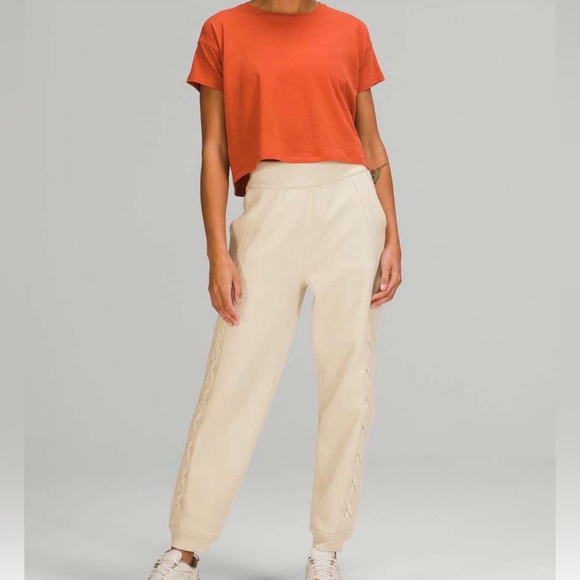 lululemon athletica Pants - lululemon athletica Cream Joggers with Orange Tee